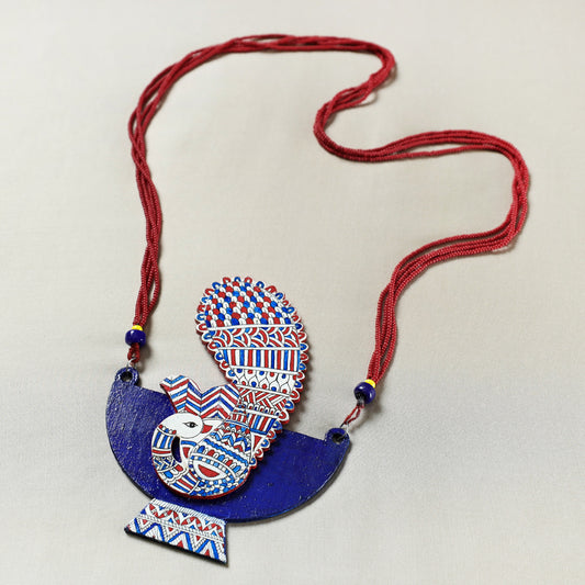 madhubani handpainted wooden necklace