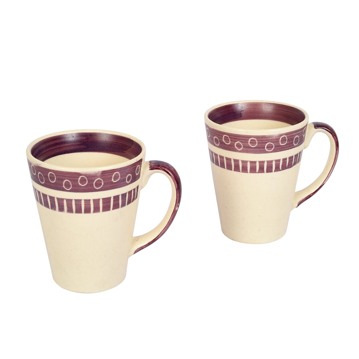 Mug Ceramic Magenta Polka (Set of 2) (4x3.2x4.1)