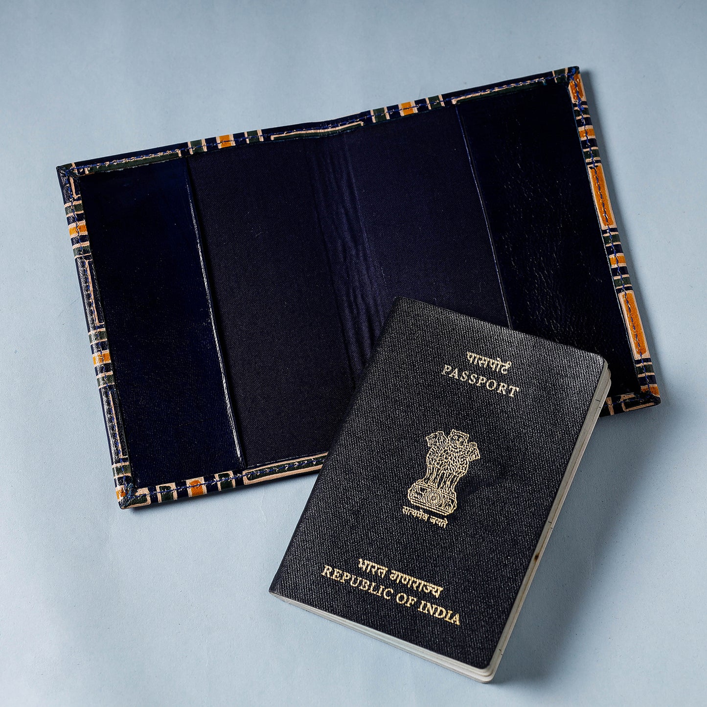 Handcrafted Embossed Leather Passport Cover