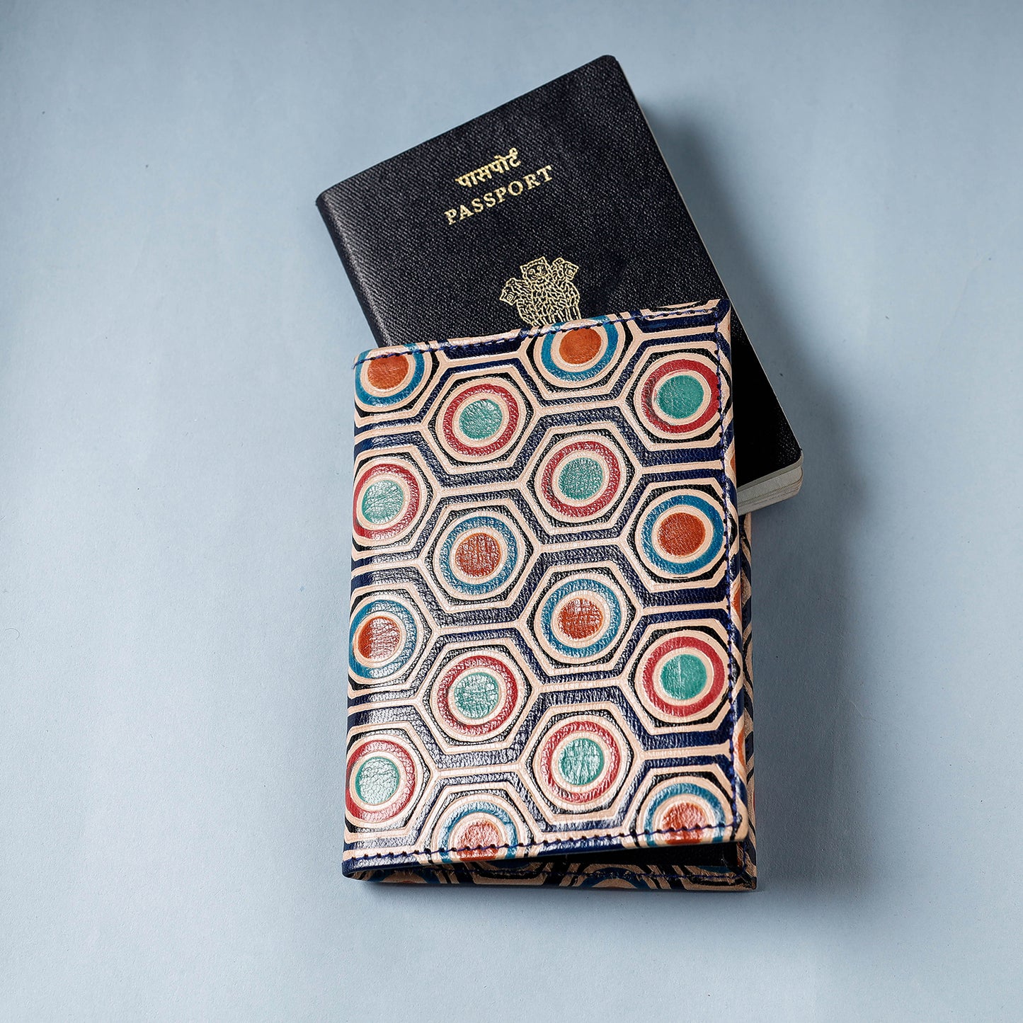Handcrafted Embossed Leather Passport Cover