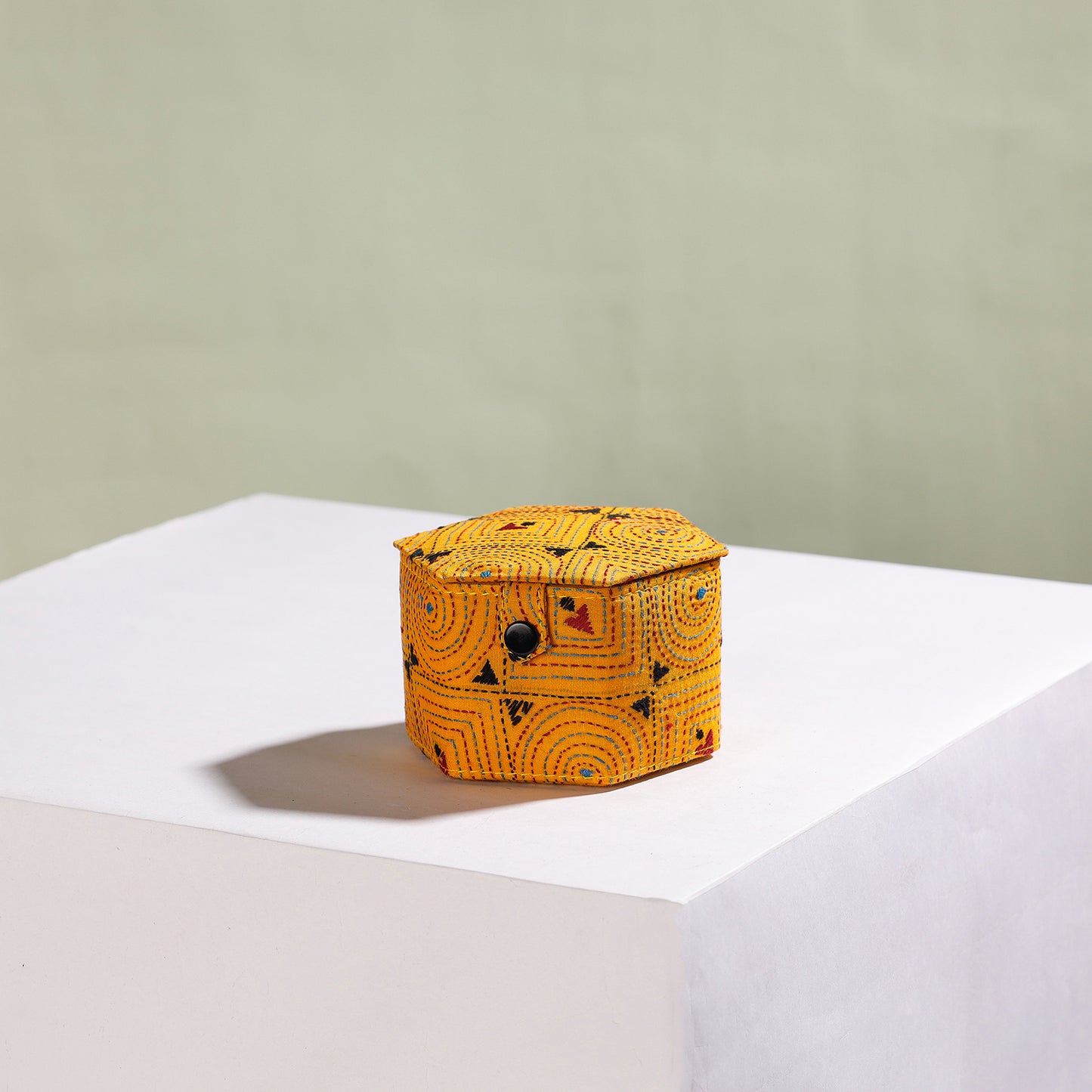 Bengal Kantha Work Handcrafted Hexagon Jewelry Box (Set of 3)