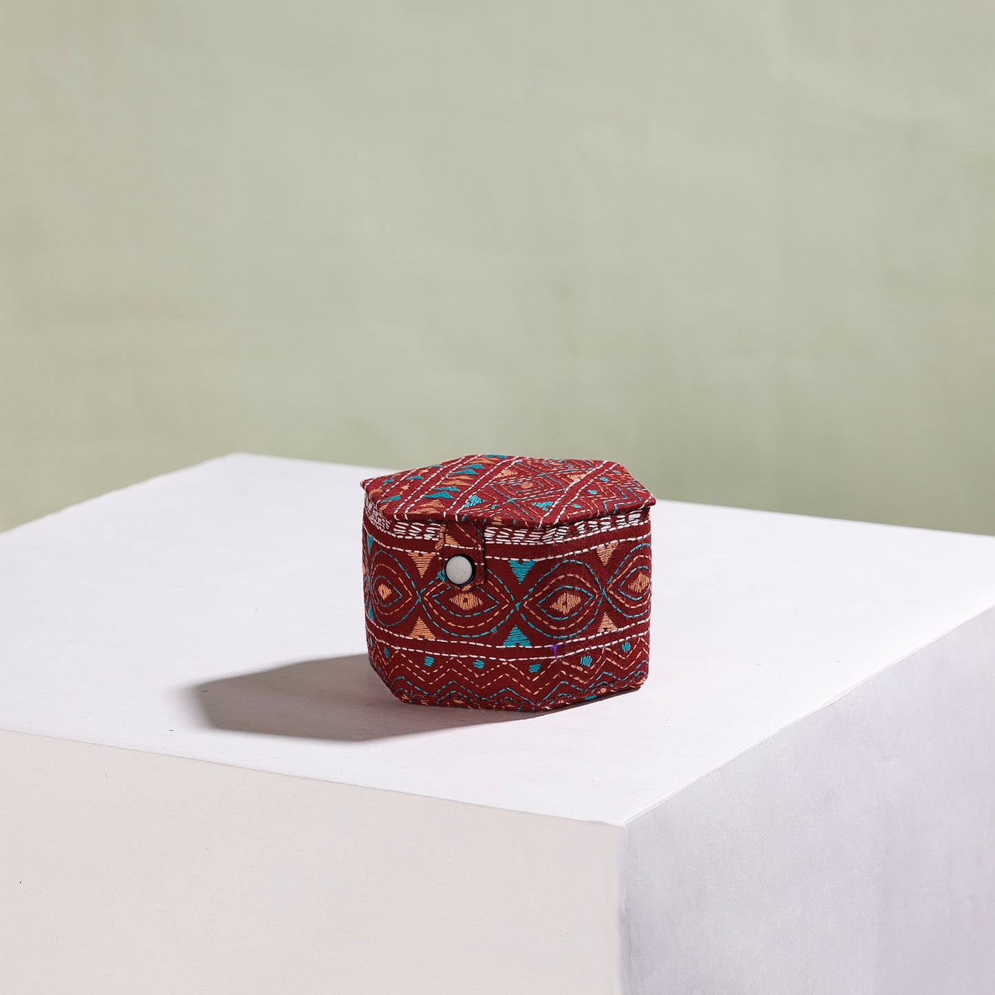 Bengal Kantha Work Handcrafted Hexagon Jewelry Box (Set of 3)