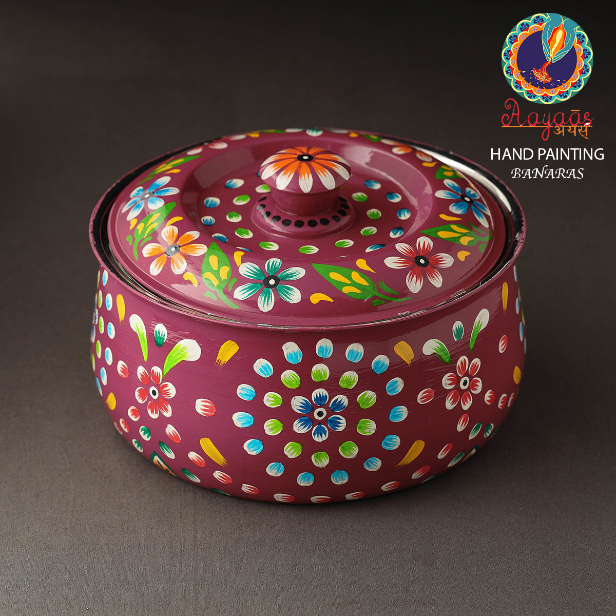 Banaras Handpainted Stainless Steel Casserole