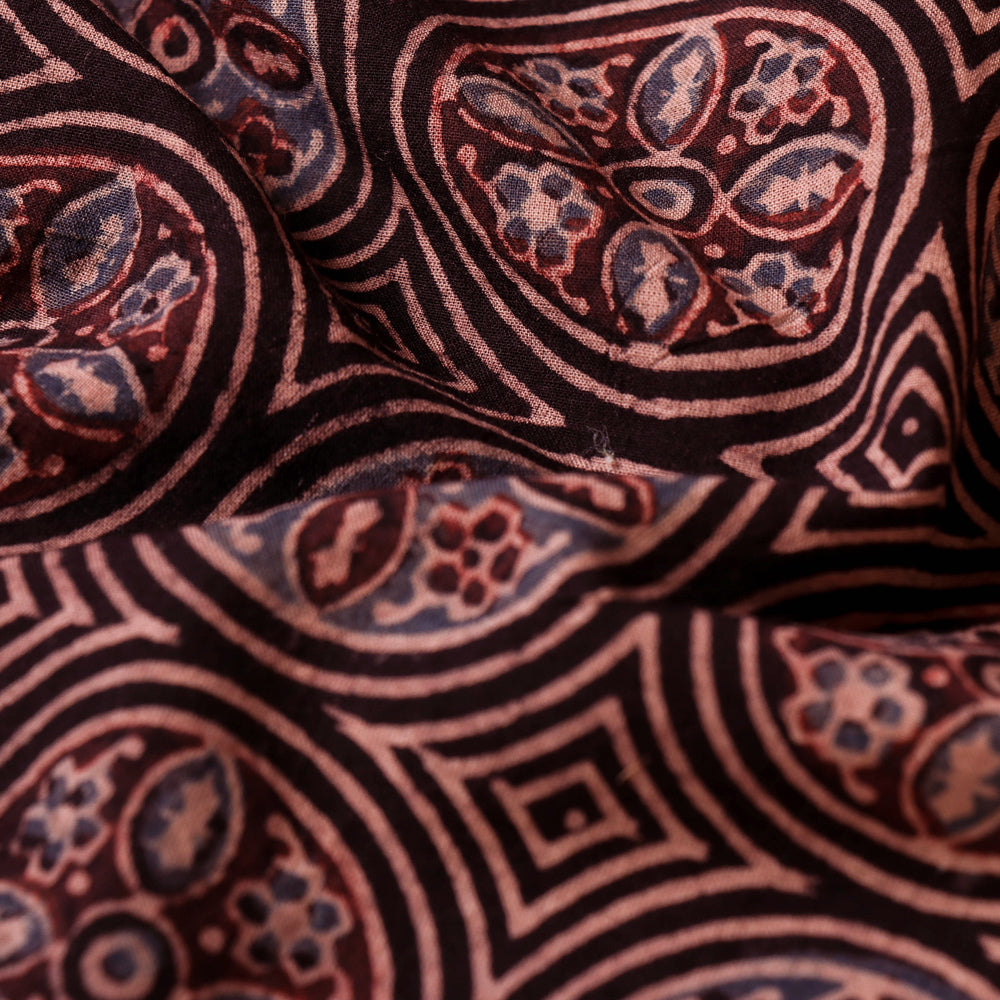 Brown - Ajrakh Hand Block Printed Natural Dyed Cotton Fabric