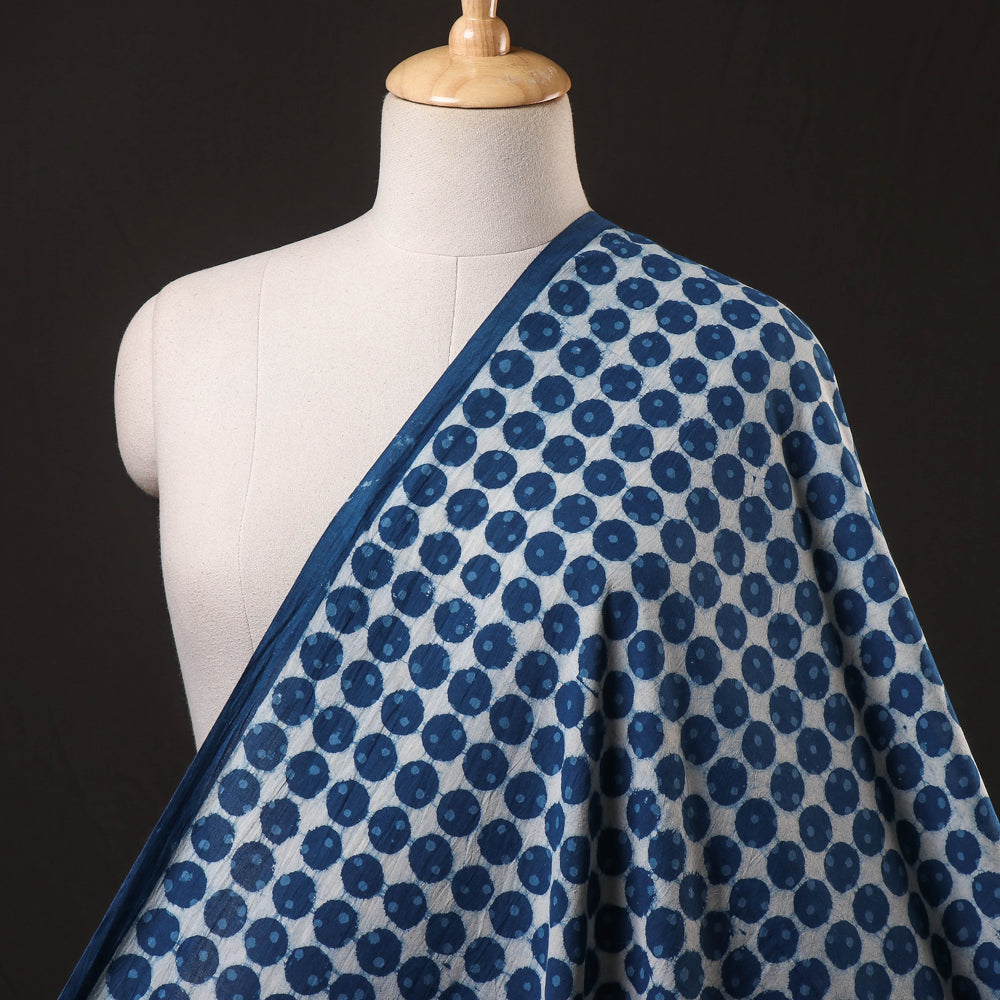 Blue - Pipad Block Printed Cotton Fabric