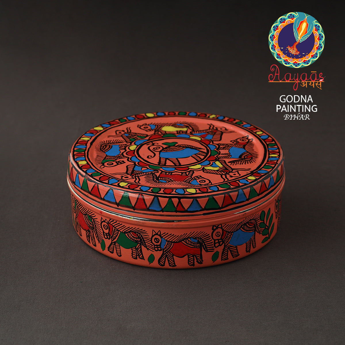 Godna Madhubani Handpainted Stainless Steel Casserole