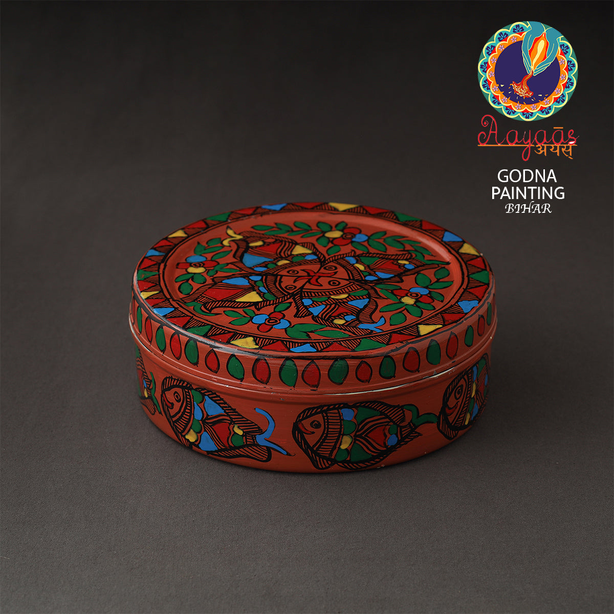 Godna Madhubani Handpainted Stainless Steel Casserole