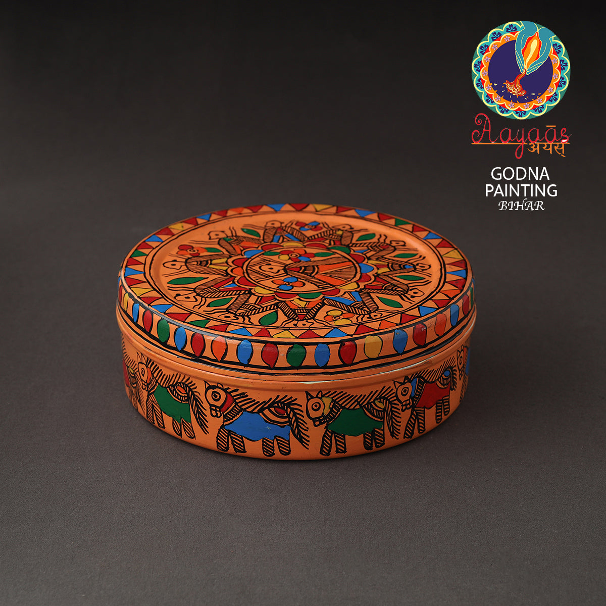Godna Madhubani Handpainted Stainless Steel Casserole