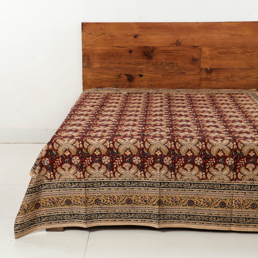 Pedana Kalamkari Block Printed Natural Dyed Cotton Single Bedcover (62 x 60 in)