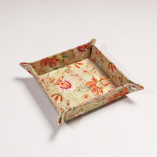 Floral Printed Handcrafted Basket / Valet Tray (6 x 6 in)