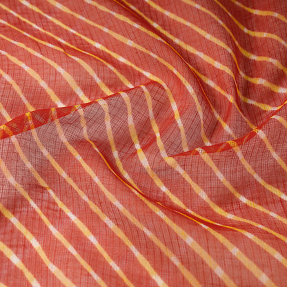 Orange - Leheriya Tie-Dye Kota Doria Cotton Fabric