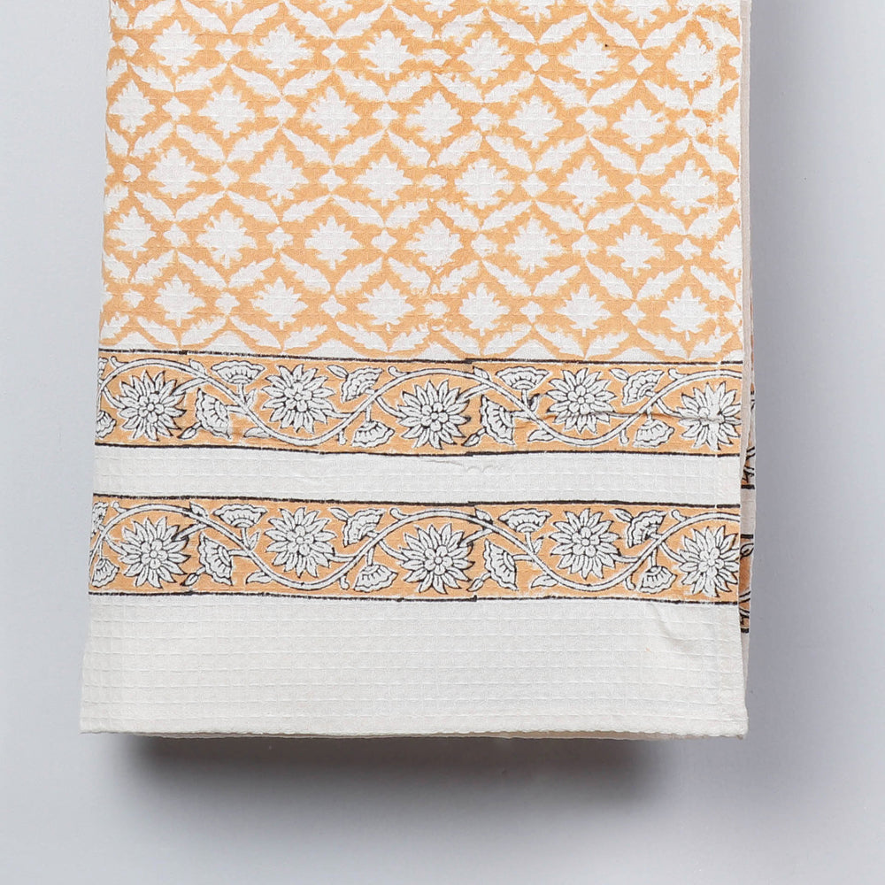 Waffle Weave Pure Handwoven Block Printed  Cotton Towel