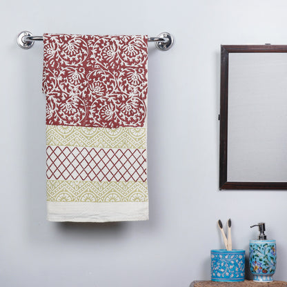 Waffle Weave Pure Handwoven Block Printed  Cotton Towel