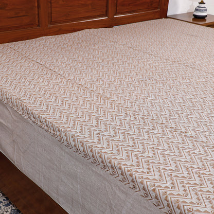 Grey - Pure Cotton Handloom Double Bedcover from Bijnor by Nizam (105 x 94 in)