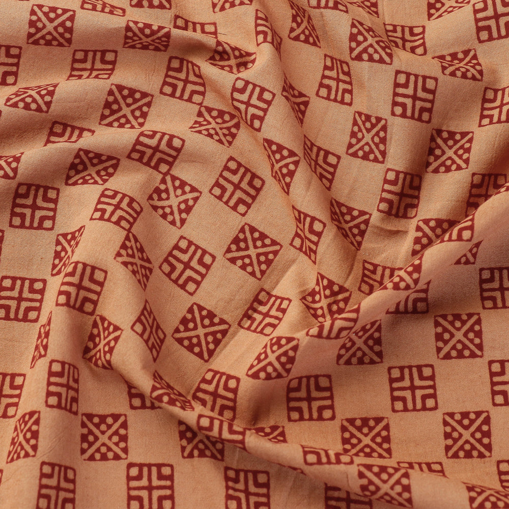 Brown - Bagh Block Printing Natural Dyed Cotton Fabric
