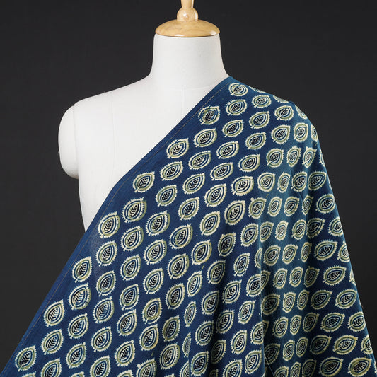 Blue - Ajrakh Block Printed Natural Dyed Cotton Fabric