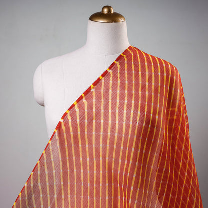 Orange - Leheriya Tie-Dye Kota Doria Cotton Fabric