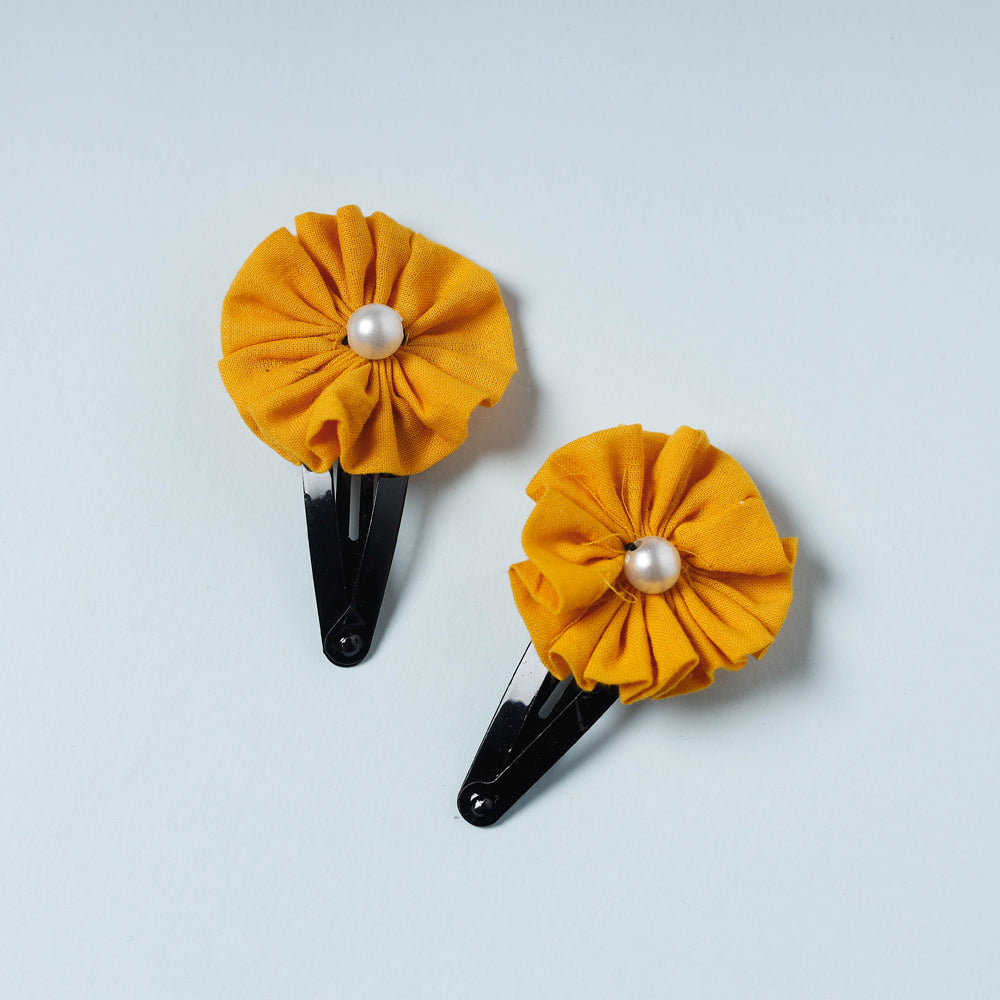 Gulmohar Flower Handmade Tik-Tok Hair Clip (Set of 2) Online l iTokri.com
