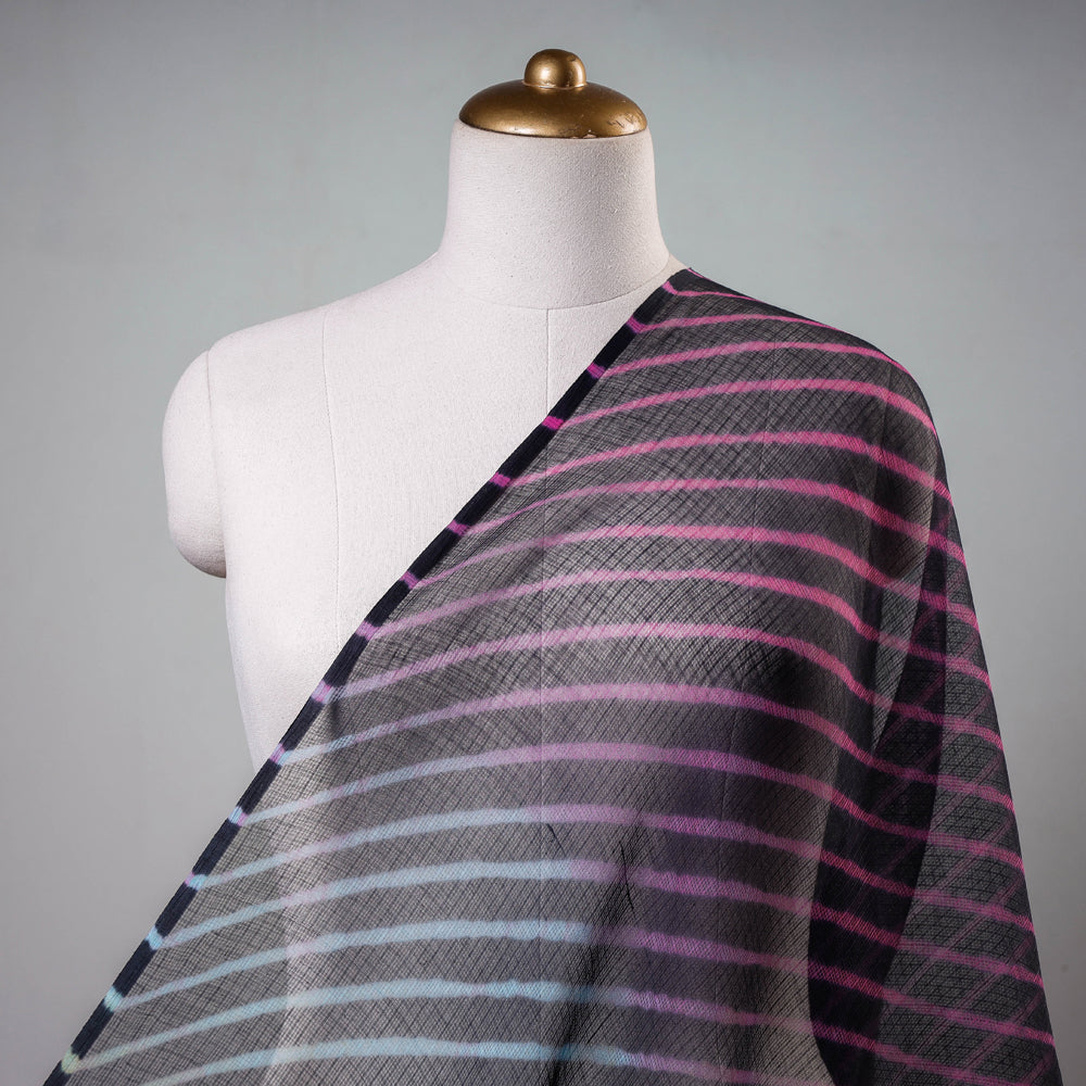 Black - Leheriya Tie-Dye Kota Doria Cotton Fabric