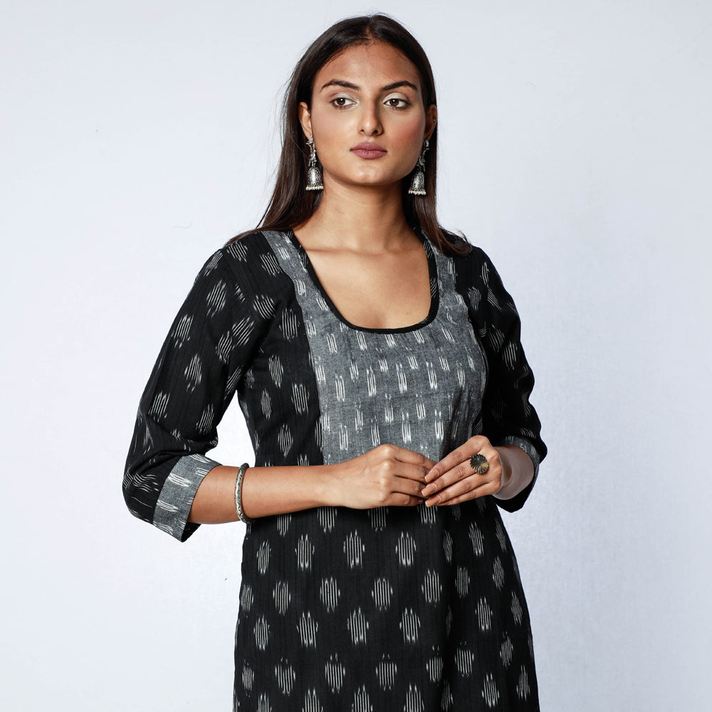Pochampally Ikat Weave Cotton Long Straight Kurta for Women