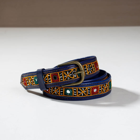 Kutch Embroidery Mirror Work Pure Leather Belt (Upto 34 in)