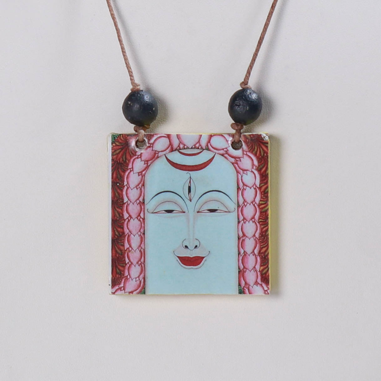kerala mural wooden necklace