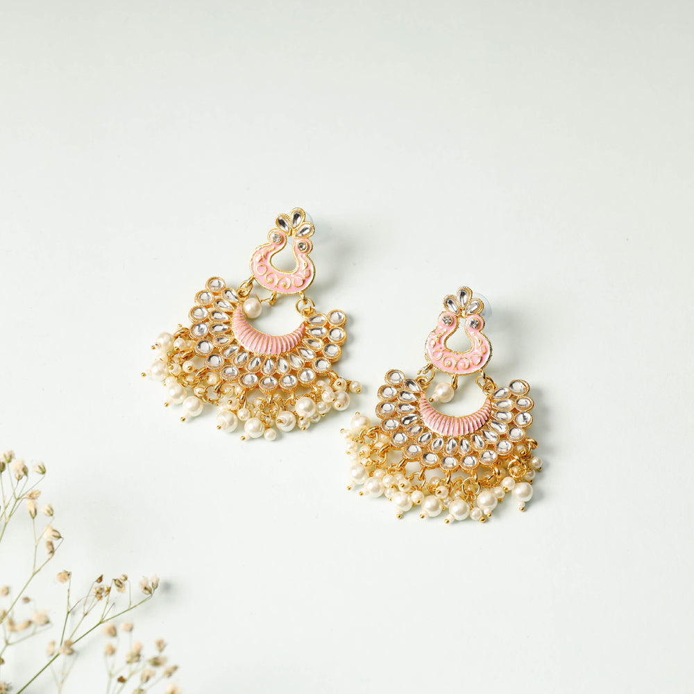 Golden Plated Onyx Stone Earrings