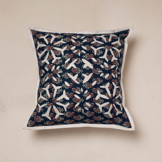 Blue - Applique Cut Work Cotton Cushion Cover (16 x 16 in)