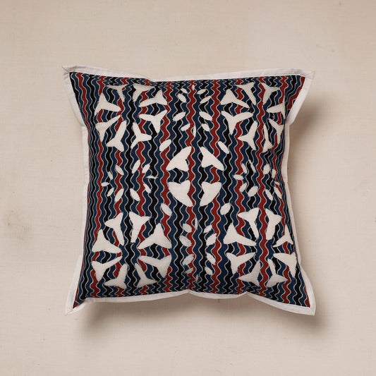 Multicolor - Applique Cut Work Cotton Cushion Cover (16 x 16 in)