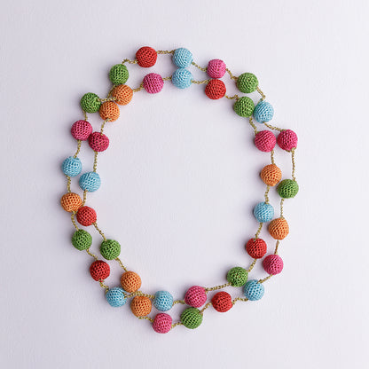 Samoolam Handmade Crochet Mela Necklace ~ Multicoloured Beads
