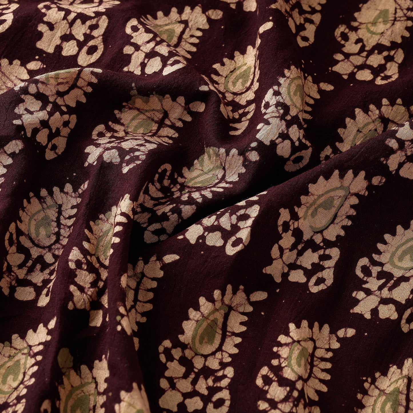 Brown - Hand Printed Cotton Batik Fabric