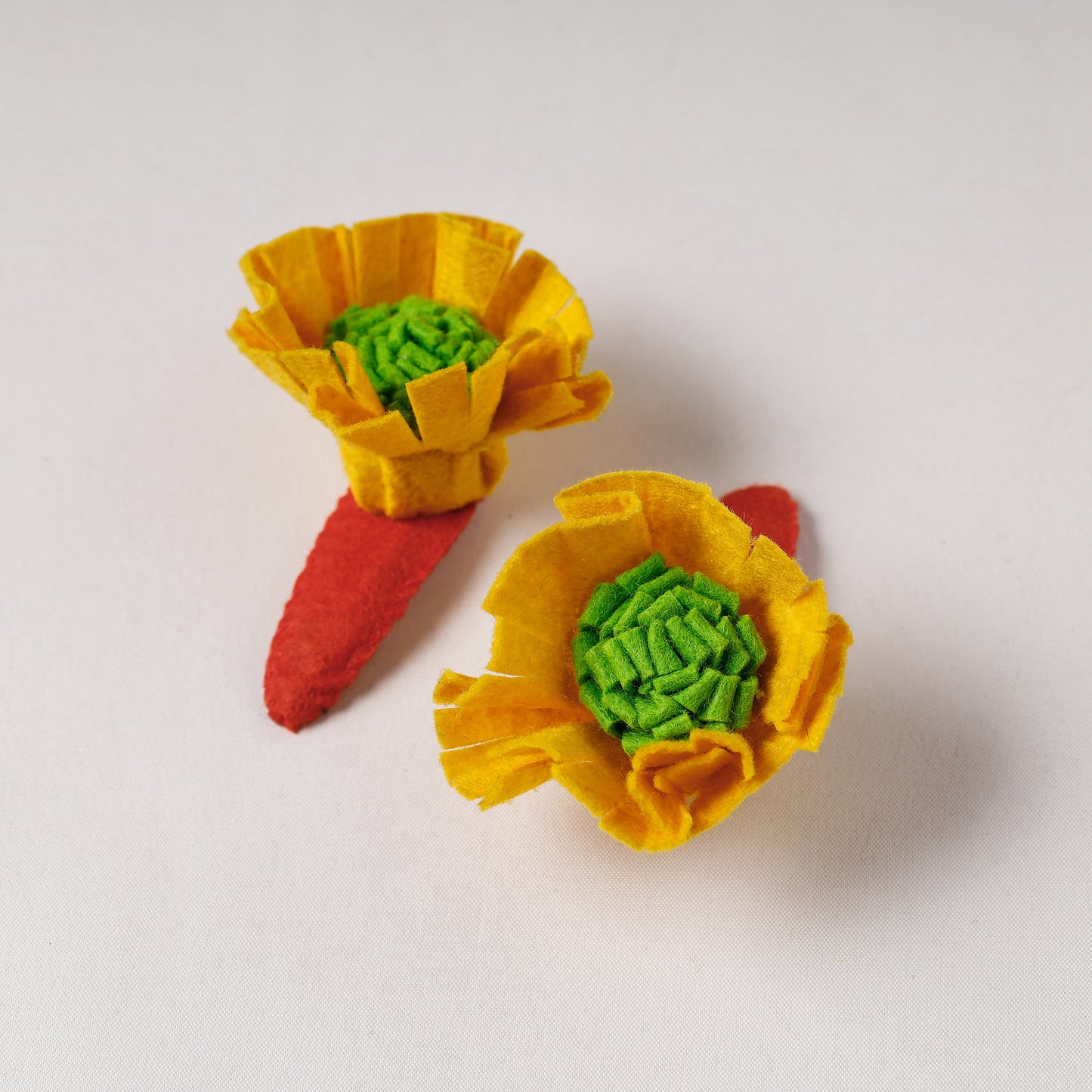 Flower - Handmade Felt Work Tik-Tak Hair Clips (Set of 2)