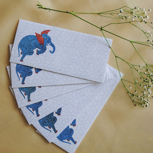 Elephant - Gond Folk Art Envelope (Set of 6)