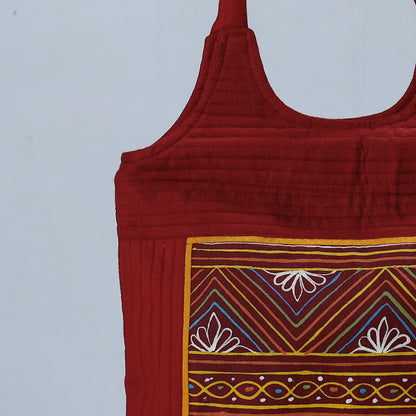 Red - Traditional Rogan Hand Painted Mashru Shoulder Bag