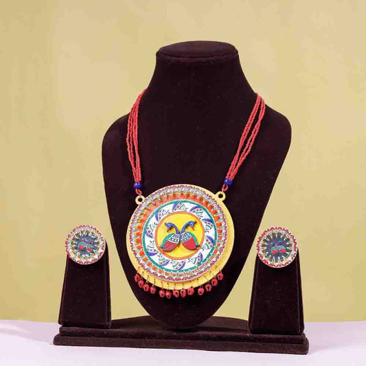 Morni - Madhubani Handpainted Wooden Necklace Set