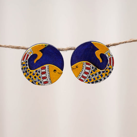 Neelpari - Madhubani Handpainted Wooden Earrings