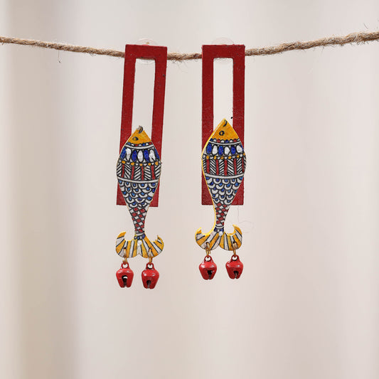 Jalchari - Madhubani Handpainted Wooden Earrings