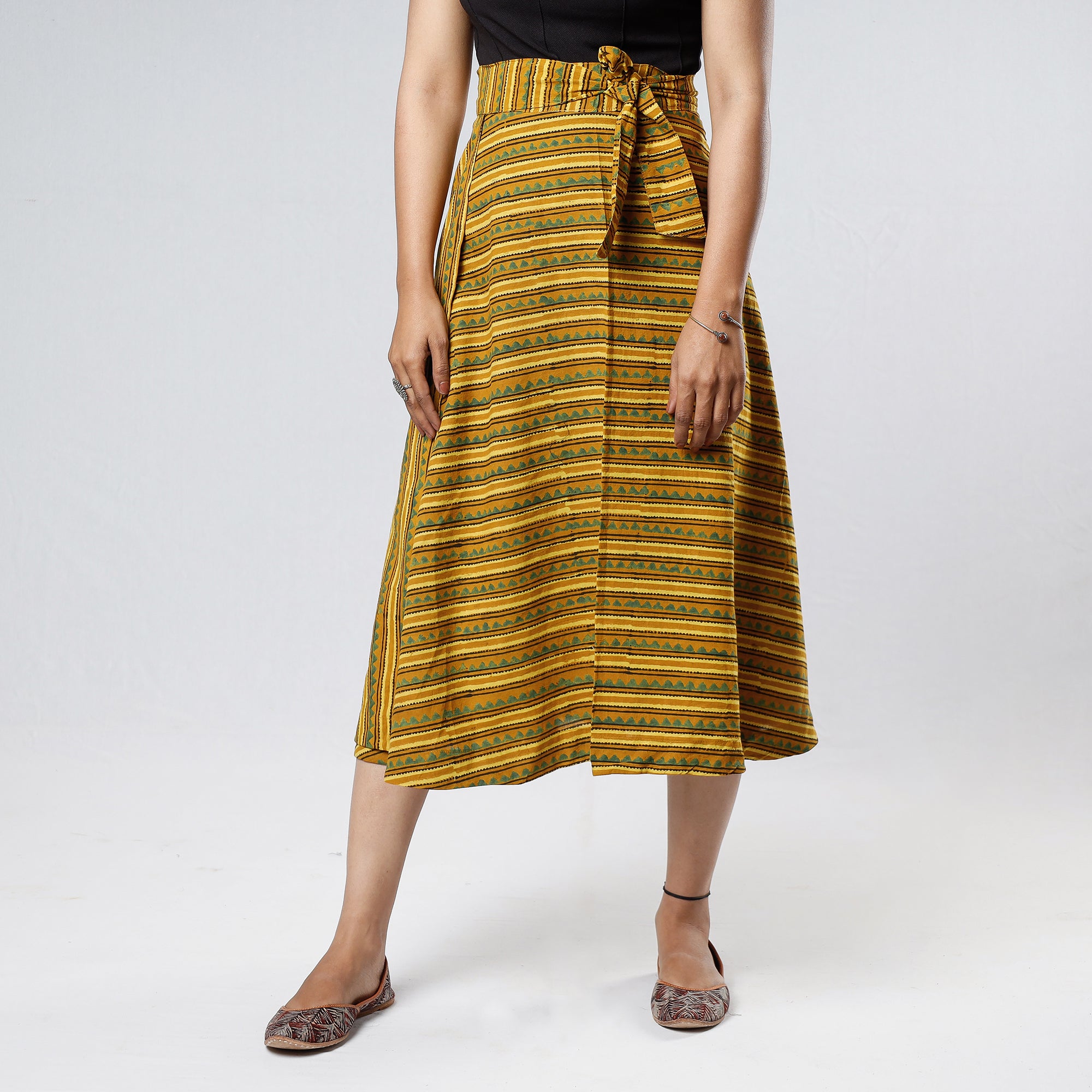 Brown - Jhiri Handloom Cotton Wrap Around Plain Skirt 08