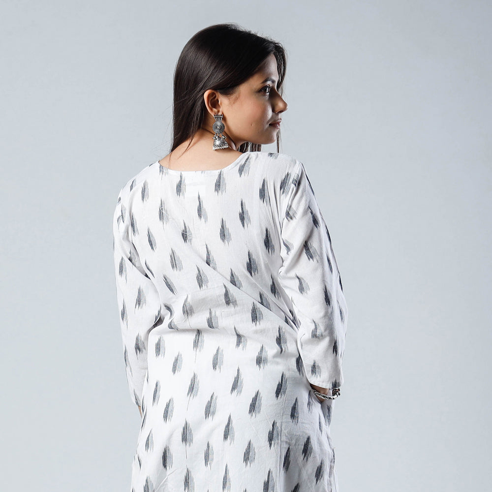 Pochampally Ikat Weave Pintuck Cotton Long Kurta for Women