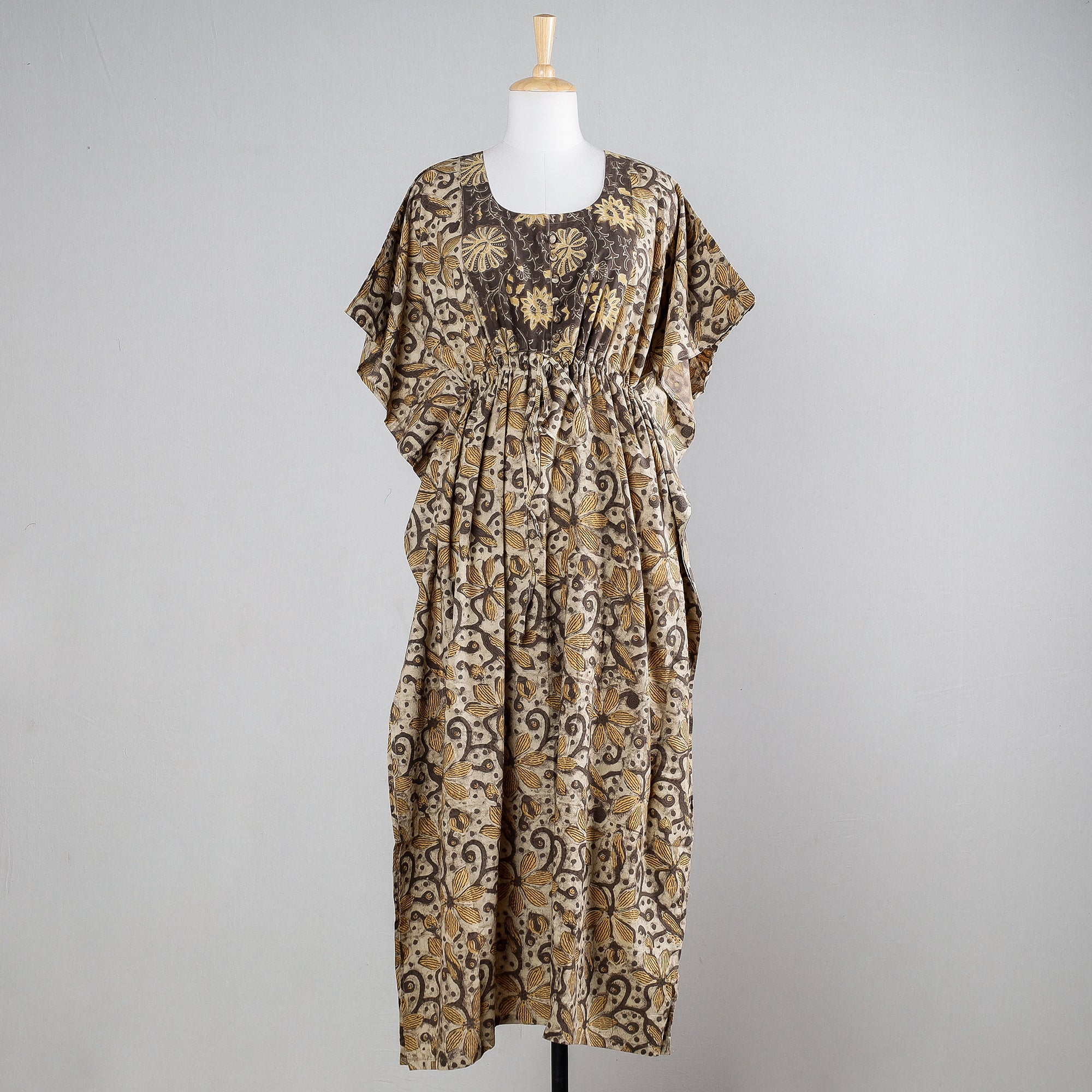 Red - Block Print Cotton Ajrakh Kaftan 16