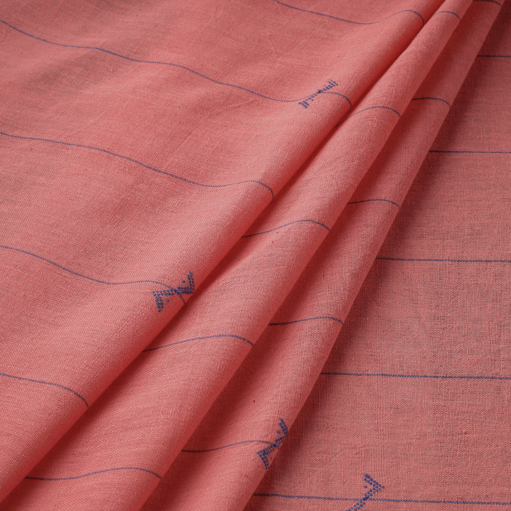 Organic Kala Cotton Pure Handloom Light Pink Line Buti Fabric