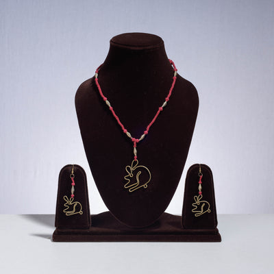 Handmade Patwa Threadwork Brass Necklace Set