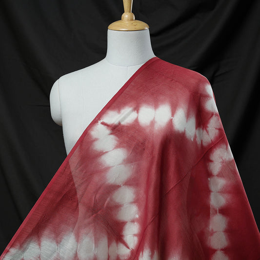 Red - Shibori Tie-Dye Chanderi Silk Handloom Precut Fabric (1 meter)