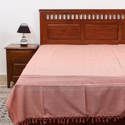 Peach - Pure Cotton Handloom Single Bedcover from Bijnor by Nizam (91 x 61 in)