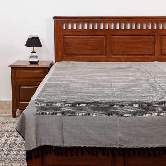 Grey - Pure Cotton Handloom Single Bedcover from Bijnor by Nizam (91 x 61 in)
