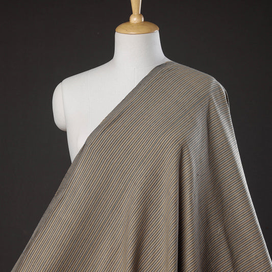 Brown - Jhiri Pure Handloom Cotton Stripes Fabric