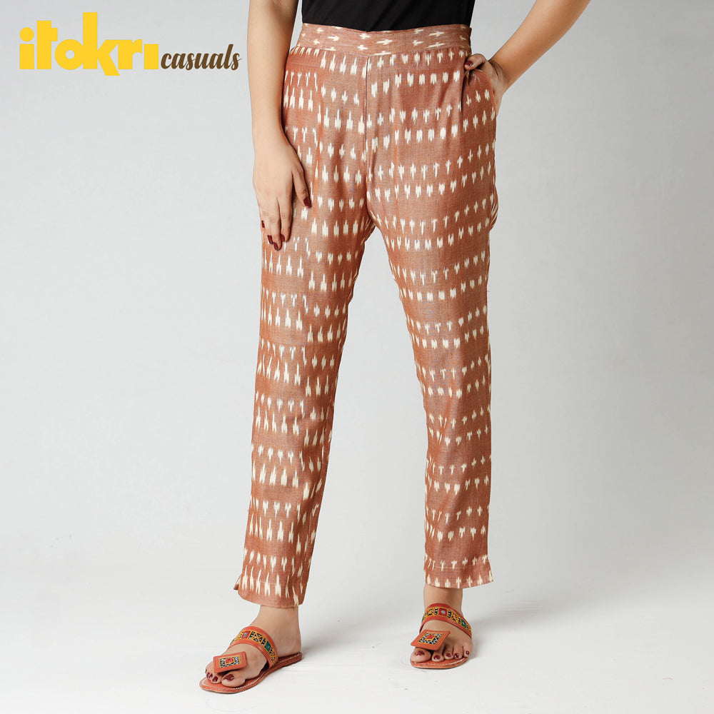 iTokri Casuals - Ikat Cotton Tapered Casual Pant for Women Online at iTokri.com