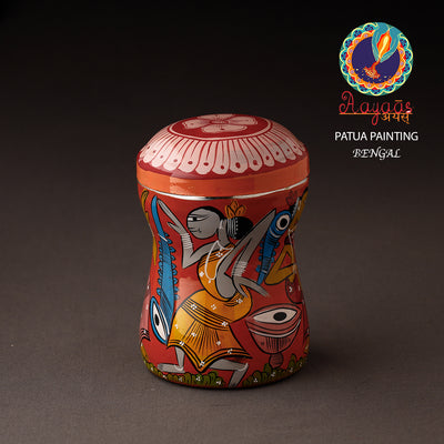 Bengal Patua Handpainted Stainless Steel Multi Utility Container
