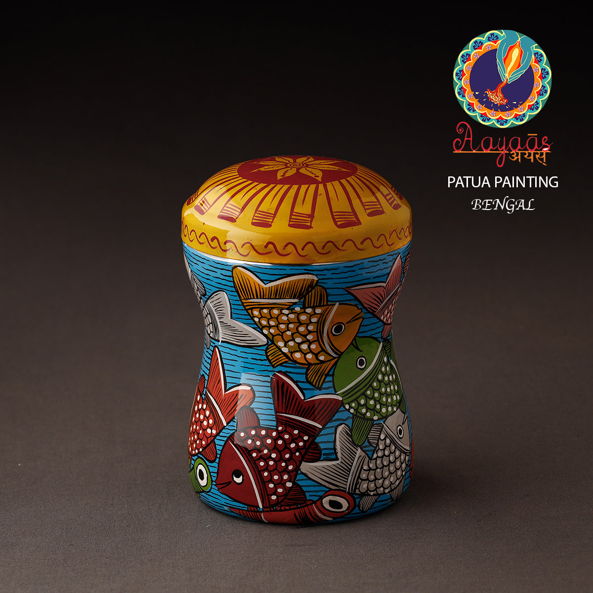 Bengal Patua Handpainted Stainless Steel Multi Utility Canister