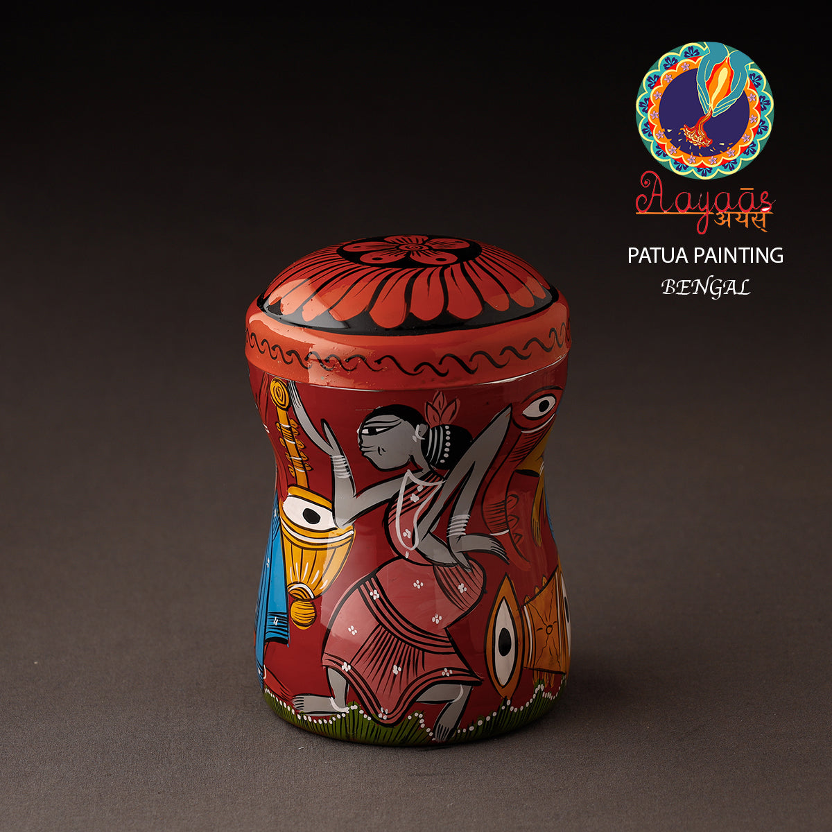 Bengal Patua Handpainted Stainless Steel Multi Utility Canister